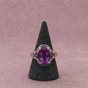 chuck clemency sterling silver oval-cut purple amethyst ring size 10